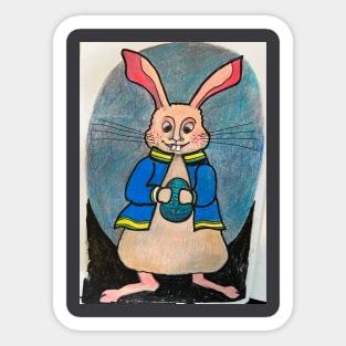 Bunny in Blue Jacket Sticker